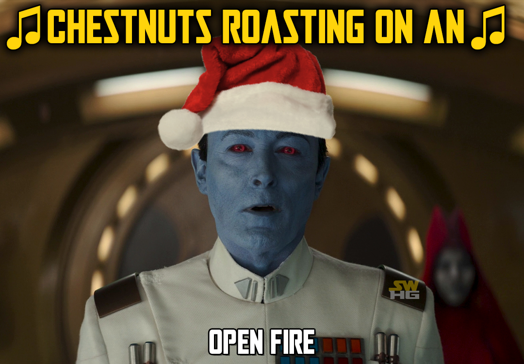 This meme is a humorous image featuring the character Grand Moff Tarkin from the Star Wars franchise, but with a Christmas twist. The image shows Tarkin, known for his stern and authoritative demeanor, wearing a Santa hat and a "Ho Ho Ho" sign is visible above his head. The text at the top of the image reads "Merry Christmas from the Empire" and the bottom text reads "Don't get on the naughty list".